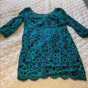 Lilly Pulitzer Blue Green Lace Dress size 8